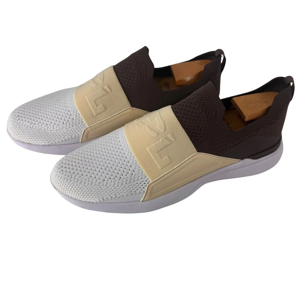 APL TechLoom Bliss Womens 10 Slip On Running Shoes White Brown‎ Tan 0523XC